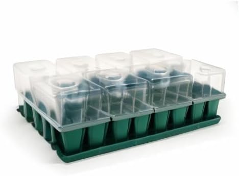 Vego garden Seedling Suite Products, 8 Pack Jumbo Seedling Trays with Seedling Tray Lids and 10" x 20" Bottom Watering Trays