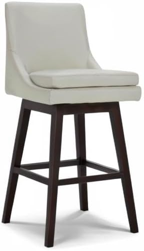 CHITA Bar Height Swivel Barstool with Back Set of 2, FSC Certified Upholstered Bar Stool, 30.7" H Seat Height, PU Leather in Creamy Gray
