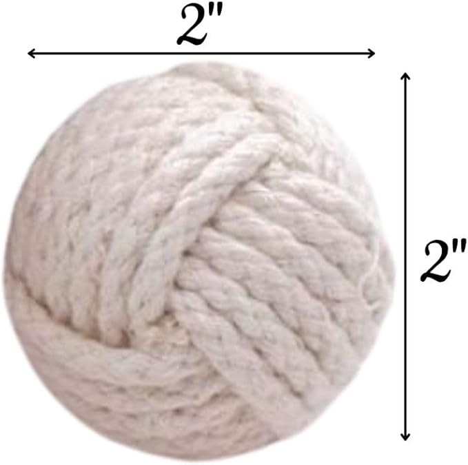 Set of 6 Cotton Rope Balls – Decorative Nautical Accents – for Vase Fillers, DIY Crafts, Rustic Living Room Decor – Handmade Knot Ornaments for Tray Styling, Coastal Display, or Housewarming Gift