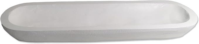 Wooden Dough Bowl Decor, Vintage Wooden Bowl Hand Carved Home Decor for Dining Table Center, Living Room, Kitchen Decor. (20inch white)