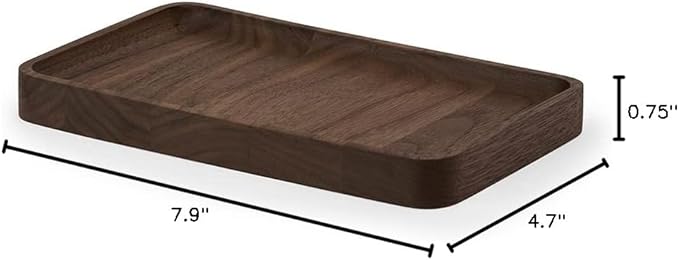 Oakywood Handcrafted Wooden Catchall Tray - Wooden Desk Organiser - Made in The EU - Natural Wood Desktop Storage - Customizable in 3 Sizes - Natural Walnut - 20x12 cm (7.9"x4.7")