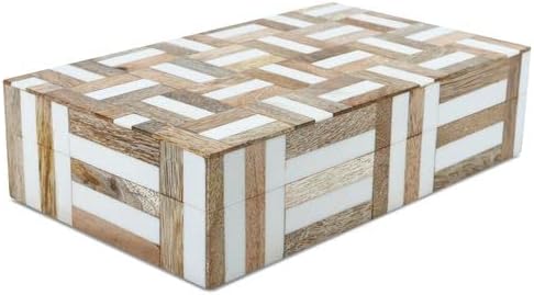 Handicrafts Home Decorative Storage Box, Keepsake Holder & Gift Box or Decorative Accent, Home decor, Jewelry Organizer, Made with Wood & Resin Inlay, Handmade Marquet Chase Collection- 10X6X2.5 in