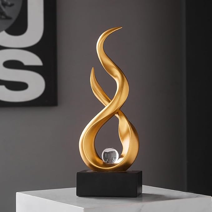 Modern Abstract Art Table Decoration,Resin Gold Statue Modern Ornaments for Living Room Great Gift Idea Home Decor 5 * 2.5 * 10.5 inch,Collectibles