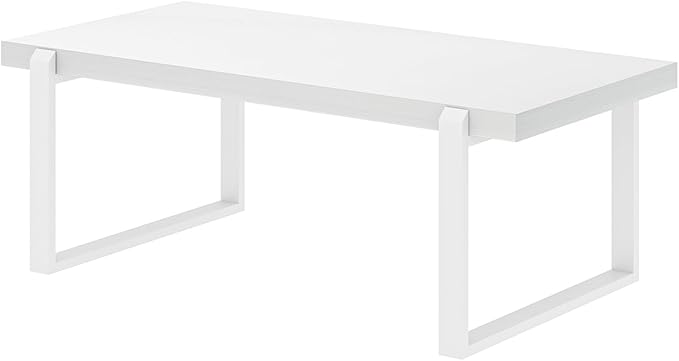 EXCEFUR Small Coffee Table, Modern Minimalist Wood and Metal Center Table for Living Room, Rustic Cocktail Tea Table for Office, White Oak, 44 Inch