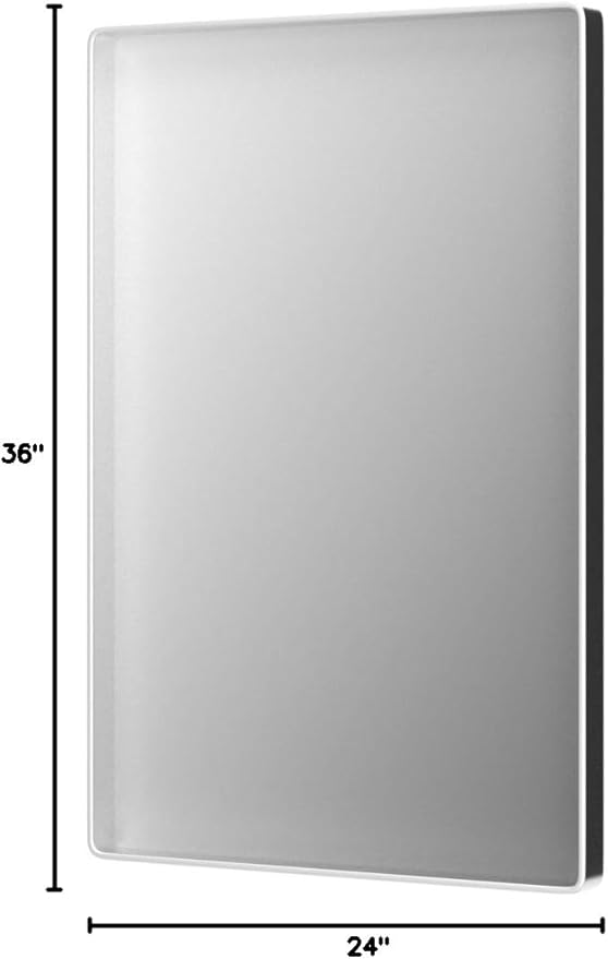 ISKM Brushed Silver Mirror for Bathroom, 24 x 36 Inch Wall Mounted Vanity Mirror, Non-Rusting Stainless Steel Metal Framed Mirror (Horizontal/Vertical)