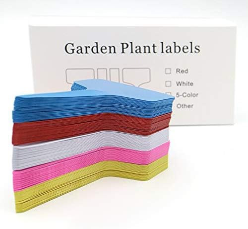 KINGLAKE Plant Labels,100 Pcs Multicolor Waterproof Plastic Plant Tags T-Type Nursery Garden Labels 6 x10cm,5 Colors