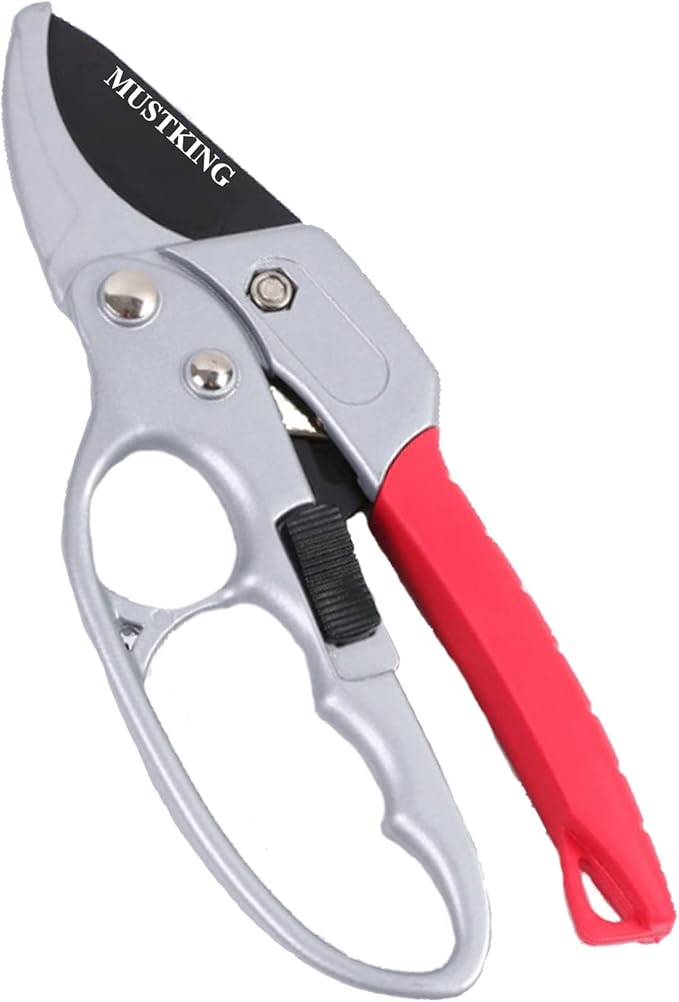 Ultra Sharp Germany Steel Pruning Shears - Cuts 3X Easier, Weak Hand Arthritis Snips, Rust-Resistant, Effortlessly 1-Inch Cut Capacity Garden Scissors, Ergonomic Handle (Red)