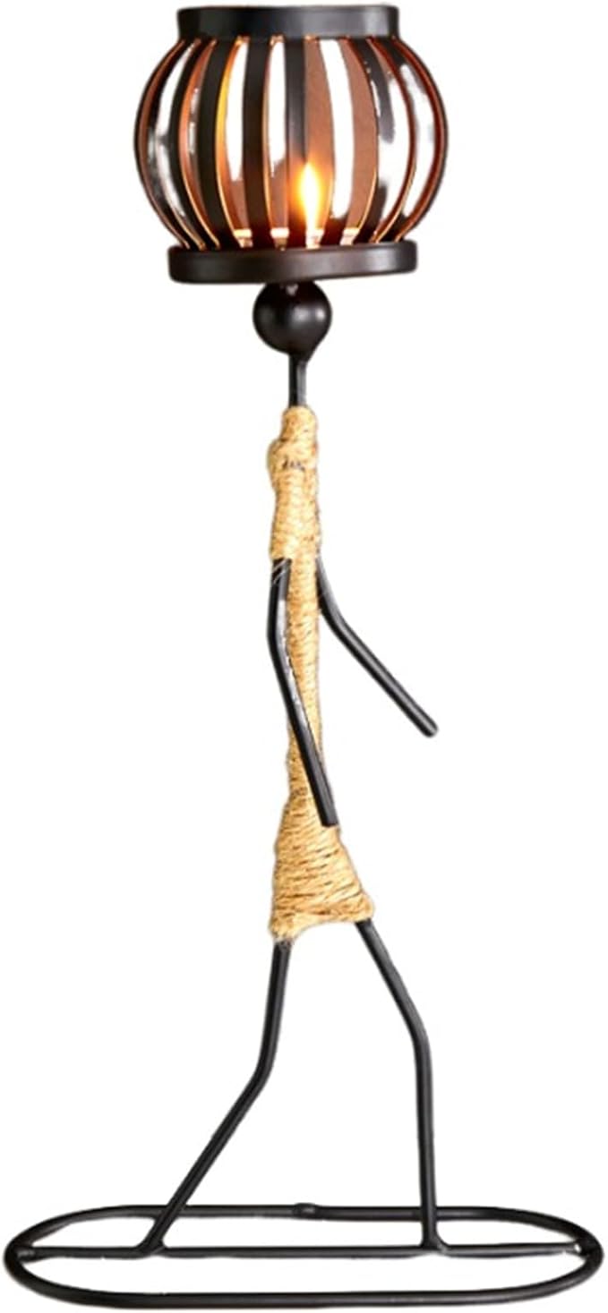 Notart Art Gallery | African Tribal Lady Candle Holders, Iron Candlestick for Home Decor, Tribal Dining Table Decor, African Women Iron Candlestick, Personalizable Cultural Gift Creative Candle Holder
