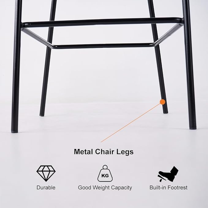 homary Barstools Modern PU Leather Bar Stools with Back and Footrest Waterproof Upholstered Breakfast Chairs for Kitchen Island or Counter (Black,1 Chair, 41.3" H)