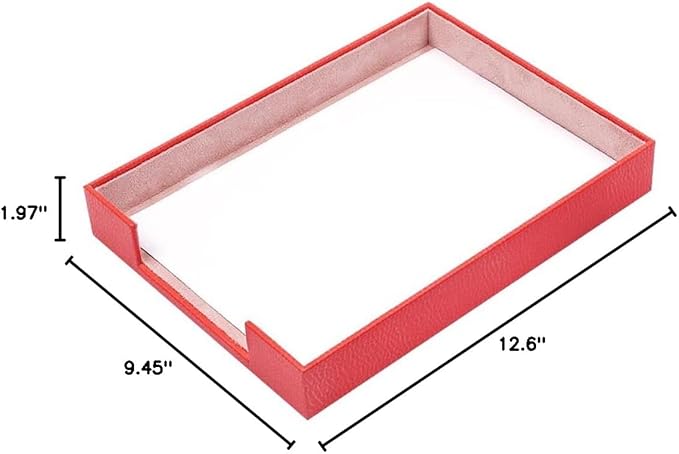 MOOGCO Leather Document Tray - Desk Organizer-Office Accessories - Desk Accessories-Office Supplies - Office Organizer - Office Gifts (RED)