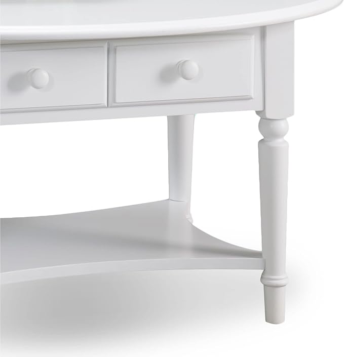 Leick Coastal Oval Coffee Table with Shelf, Orchid White