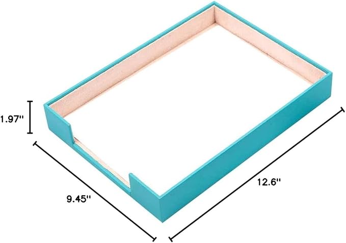 Leather Document Tray - Desk Organizer-Office Accessories - Desk Accessories-Office Supplies - Office Organizer - Office Gifts (Turquoise)