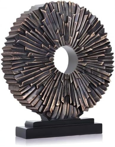 Gold Home Decor Sculpture, Above Kitchen Cabinet Decor Aesthetic, Living Room Decor Round Statue Medallion, Center Pieces Decoration for Table - Ideal Coffee Table Blue Bedroom, Office Desktop Decor