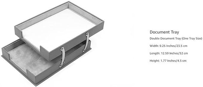 Leather Document Tray Double-Desk Organizer-Office Accessories-Desk Accessories-Office Supplies-Office Organizer - Office Gifts (Gray)