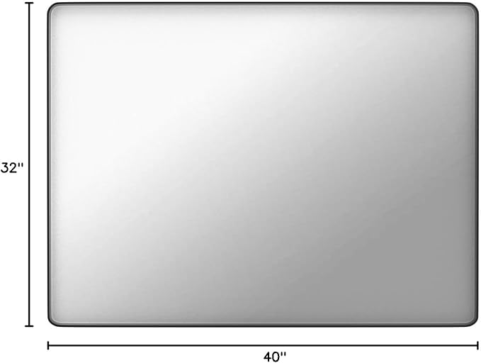 ISKM Black Metal Framed Bathroom Mirror for Wall 40" x 32" Black Bathroom Vanity Mirror, Rounded Rectangle Mirror, Anti-Rust (Horizontal/Vertical)