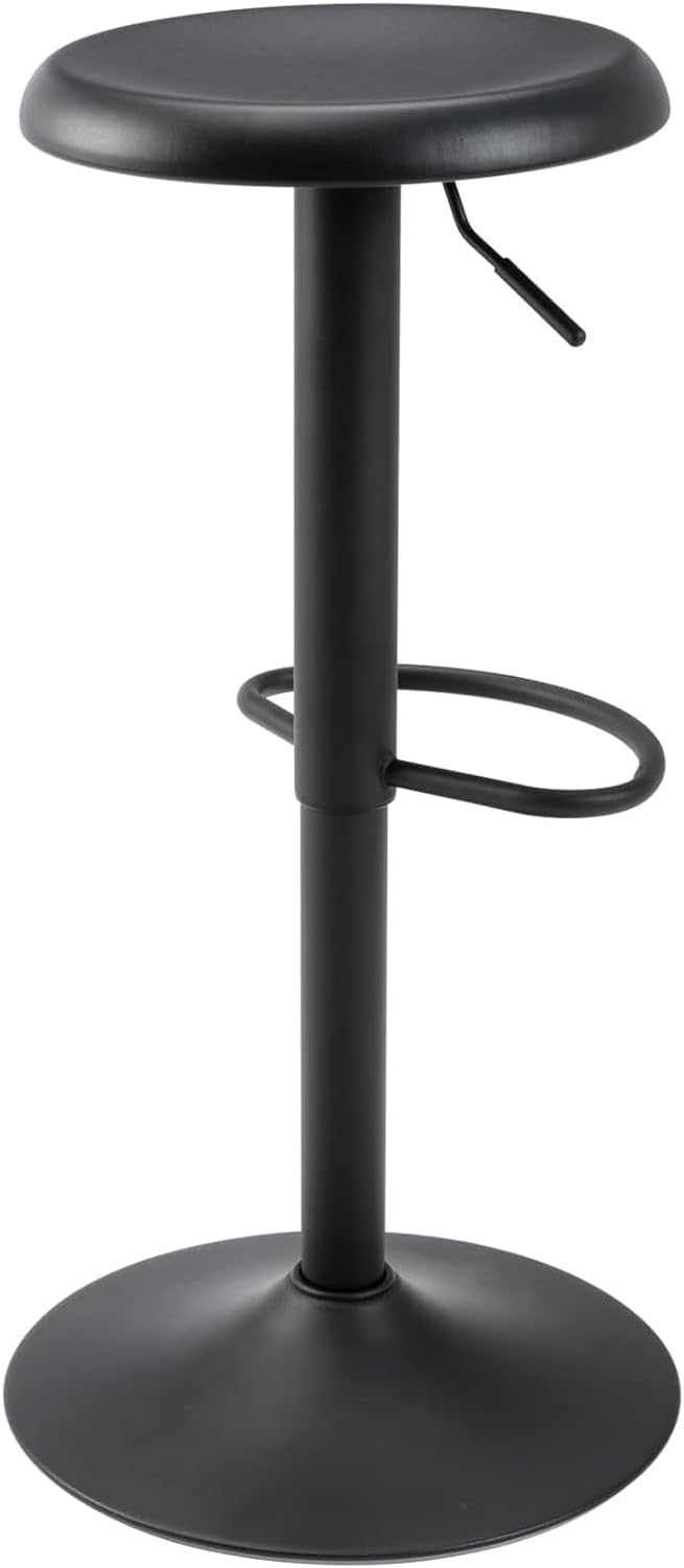 Brage Living Bar Stools, Adjustable Height Swivel Bar Stools, Metal Airlift Barstools, Backless Counter Height Bar Chairs for Kitchen Dining Room Pub Cafe 1Pc (Black)