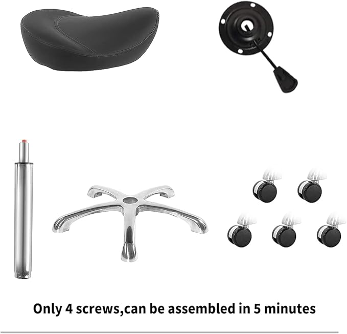 Saddle Stool Rolling Swivel Height Adjustable with Wheels. Saddle Chair Salon, Spa, Tattoo, Pedicure, Massage -Esthetician Chair(Black)