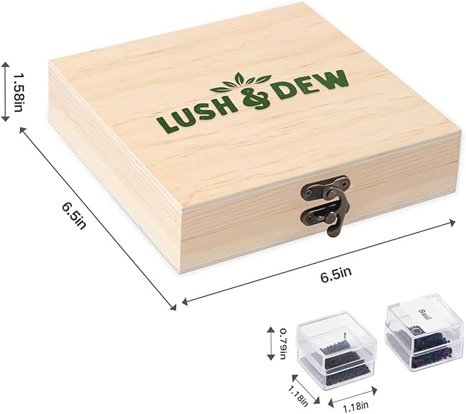 LUSH&DEW Save Bees Garden Seed Bank, Gardening Gift for Gardeners,16 Varieties NON-GMO Heirloom Pollinator-Friendly Flower Herb Seeds, Planting in Raised Beds Outdoors, Seed Kit, Milkweed Poppy Lupine