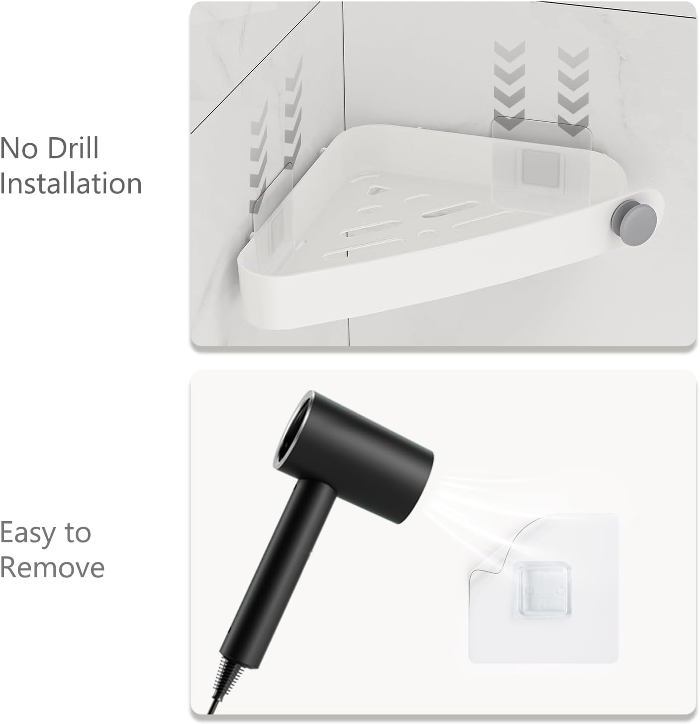 Sotfamily Shower Caddy Corner, Adhesive Corner Shower Shelves for Bathroom Organizers and Storage, Rust Free Plastic Rack for Bathroom Accessories & Decor, 2 Pack + Soap Dish, White