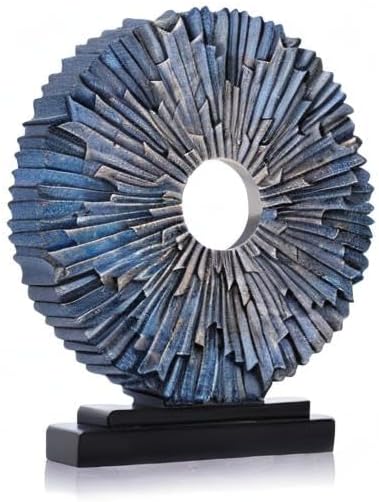 Blue Home Decor Sculpture, Above Kitchen Cabinet Decor Aesthetic, Living Room Decor Round Statue Medallion, Center Pieces Decoration for Table - Ideal Coffee Table Blue Bedroom, Office Desktop Decor