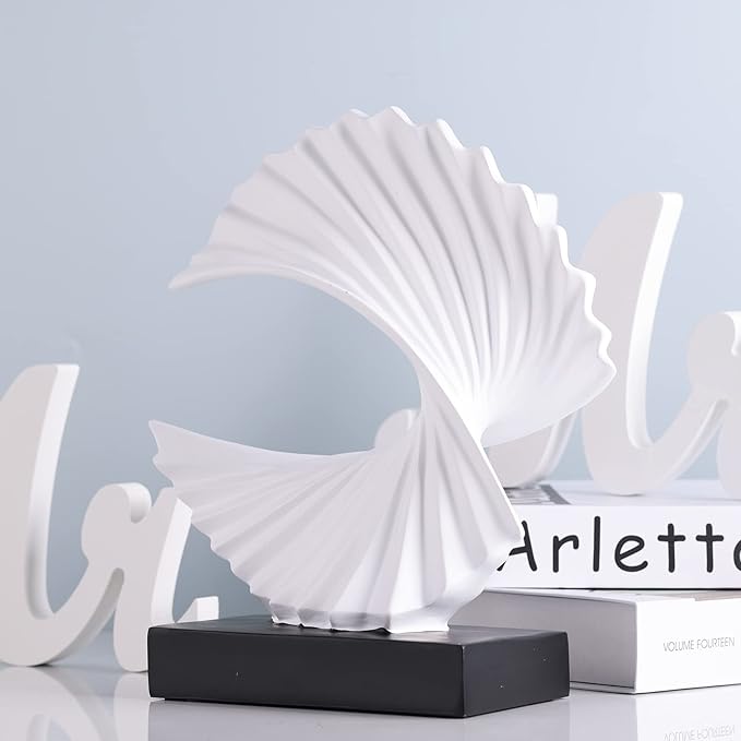 White Wave Sculpture, Modern Ocean Wave Home Accents, Resin Art Statue for Shelf, Coffee Table, TV Stand Adornos Modernos