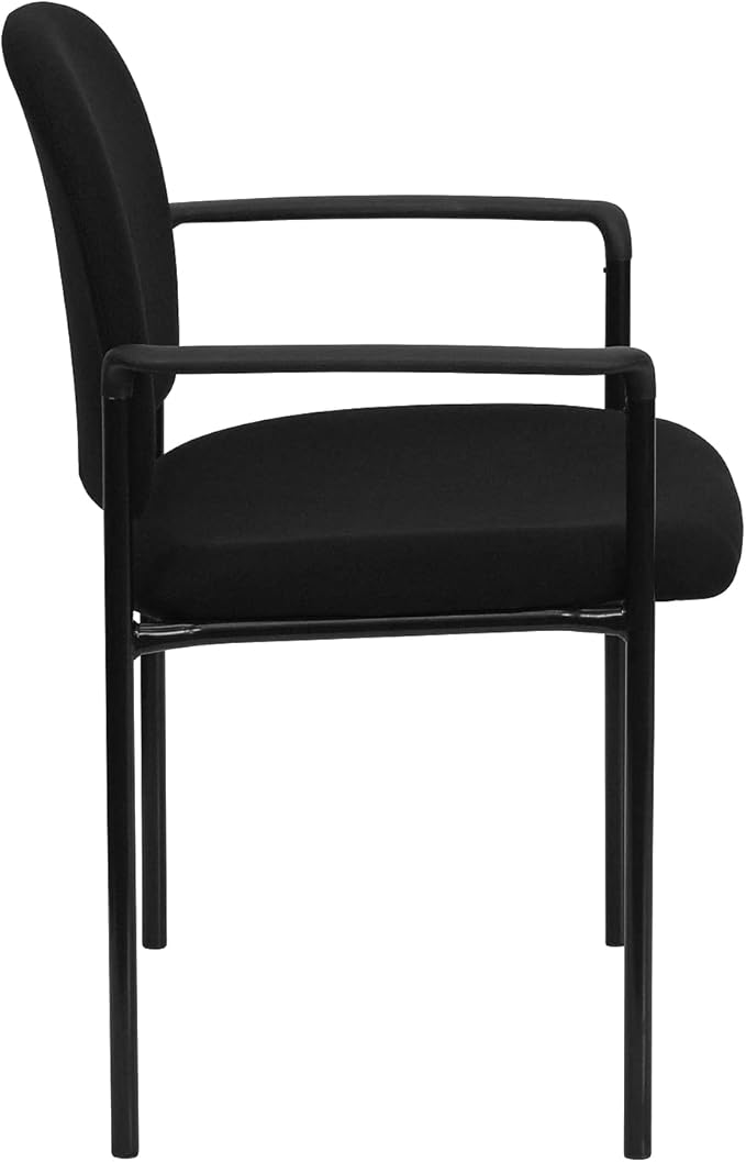 Flash Furniture Tiffany Side Reception Chair with Armrests, Stackable Fabric Waiting Room Chair for Commercial or Residential Use, Black