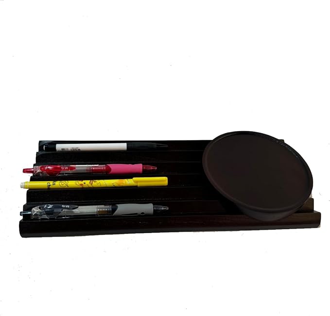 Pen Holder Wave Pen Tray Wooden Desk Organizer,Pencil Holder,Fountain Tray,Pencil Organizer for Desk (Walnut)