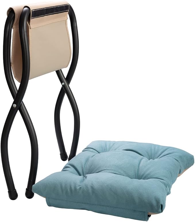 HollyHOME Fabric Lazy Chair with Foldable Ottoman, Accent Comfy Lounge Arm Chair and Folding Footrest Stool Set, Leisure Sofa Reading Chair and Footstool for Living Room, Bedroom, Dorm, Blue