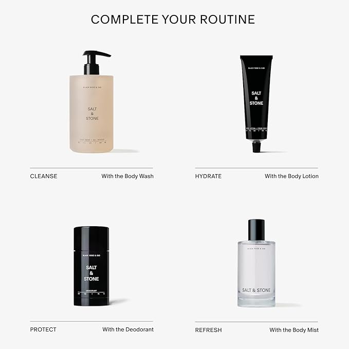 Salt & Stone Body Lotion for Women & Men | Hydrates, Nourishes & Softens Skin | Restores Dry Skin | Fast-Absorbing | Cruelty-Free & Vegan (100 ml) (Black Rose & Oud)