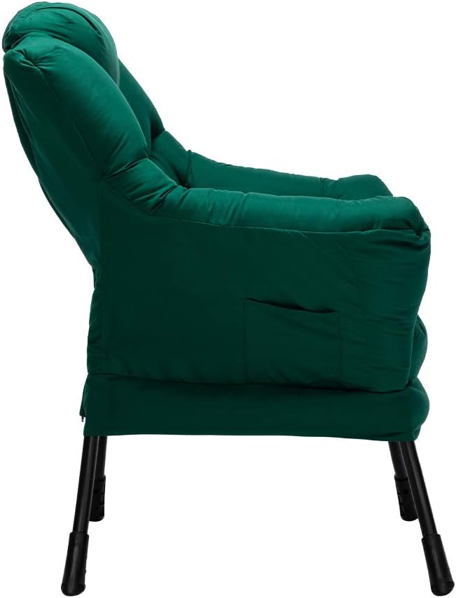 HollyHOME Modern Fabric Large Lazy Chair, Accent Oversized Comfy Reading Chair, Thick Padded Cozy Lounge Chair with Armrest, Steel Frame Leisure Sofa Chair for Living Room, Bedroom, Dorm, Green