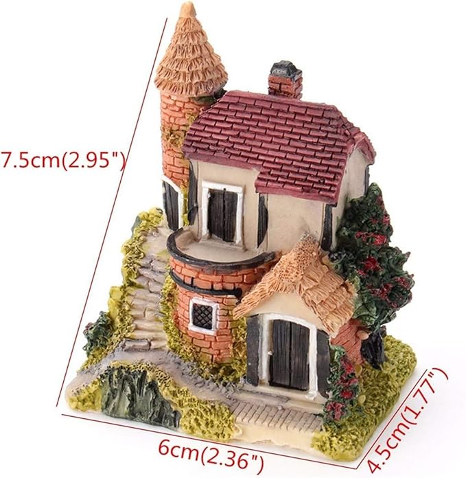 4PCS Miniature House Fairy Gardening Micro Landscape Village Stone House Bonsai Terrarium Crafts Ornaments Accessories Home Decoration Resin