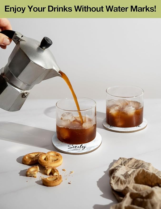 Funny Golden Girls Coasters for Drinks Set of 6 with Holder, Cork Coasters for Coffee Table, Golden Girls Gifts for Women Fans Housewarming Gifts