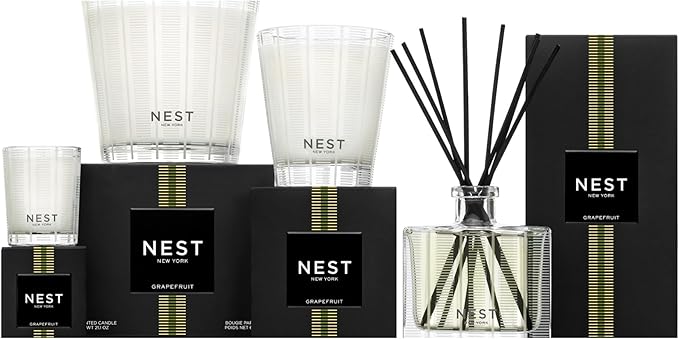 NEST New York Scented 3-Wick Candle, Grapefruit - 21.2 oz - Up to 100-Hour Burn Time - Reusable Glass Vessel