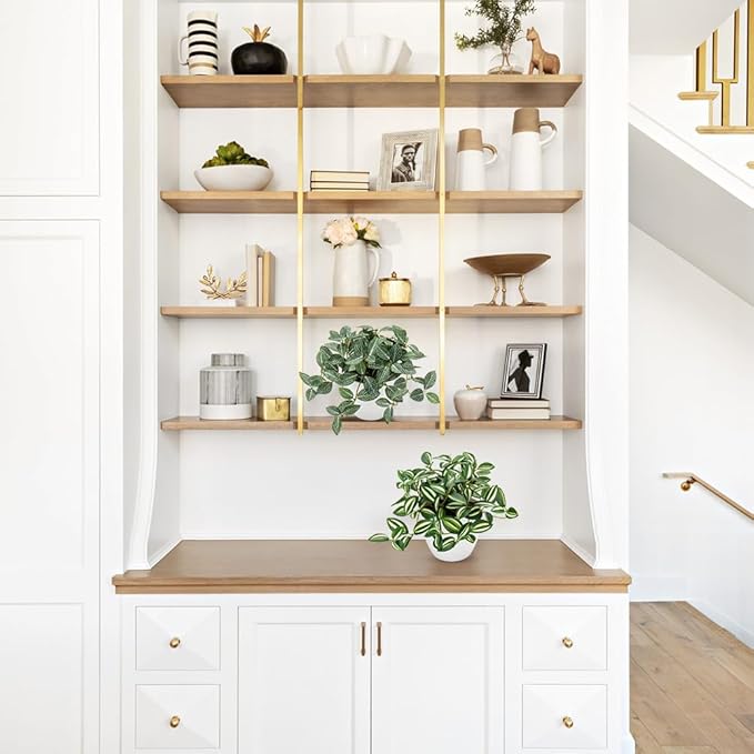 Hollyone Fake Plants 2 Packs Artificial Plants Indoor Faux Plants with White Plastic Pot Small Fake Potted Plant for Home Aesthetic Living Room Bathroom Desk Shelf Office Decor