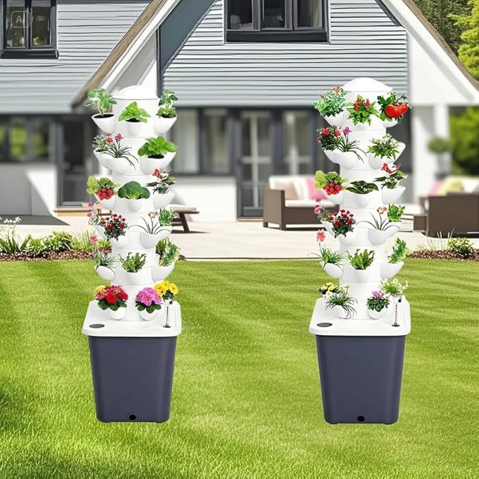 Hydroponics Growing System, 30 pods Hydroponics Tower Growing System Indoor Vertical Garden Planter Indoor Smart Garden Kit with Pump and Movable Water Tank Vegetable Plant Gift for Gardening Lover