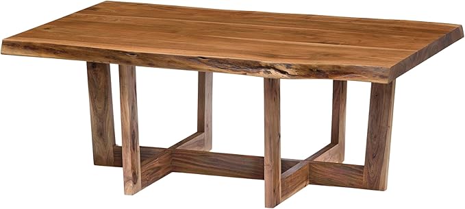 Berkshire 48-Inch Live Edge Acacia Wood Coffee Table – Handcrafted Natural Wood with Floor Protectors – Large Modern Industrial Farmhouse Accent Table by Alaterre Furniture