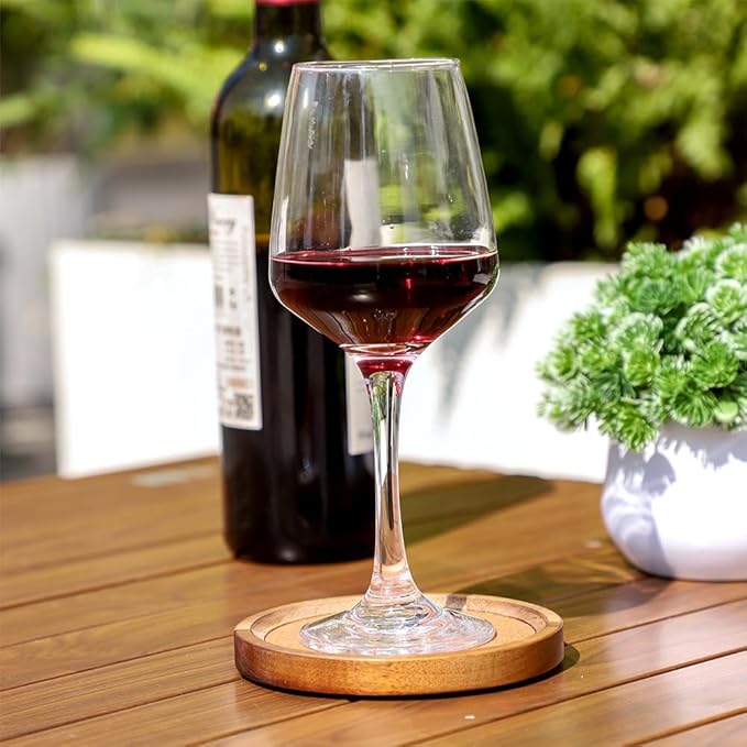 Wood Cork Coasters for Drinks Absorbent with Holder, WLWNWFT Acacia Wood Coaster Sets Rustic Farmhouse for Coffee Table Dining Table Wooden Table Coasters for Desk, Set of 6 4.33in