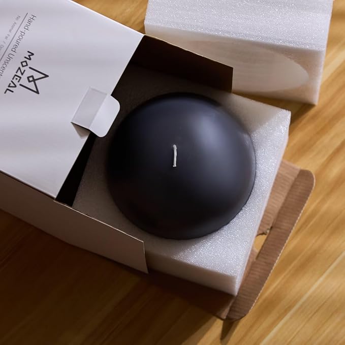 MOZEAL Hand-Poured, 6 Inch Dark Gray Large Round Ball Candles - Elegant Dark Gray Round Pillar Candles, Dripless, Unscented, Smokeless, Ideal for Modern Home Decor.