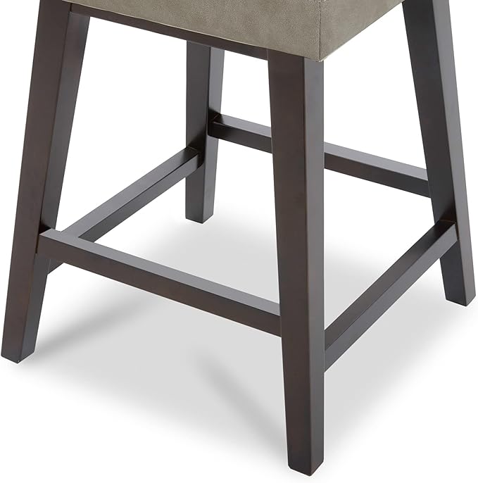CHITA Counter Height Swivel Barstool with Back Set of 2, FSC Certified Upholstered Faux Leather Swivel Bar Stool, 26.8" H Seat Height, PU Leather in Stone Gray