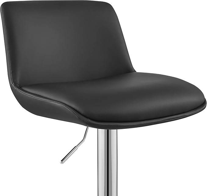 MINCETA Bar Stools,Modern Upholstered Swivel Stool with Back for Bar and Counter Height, Adjustable Height 24" to 34",Set of 3,PU in Black.