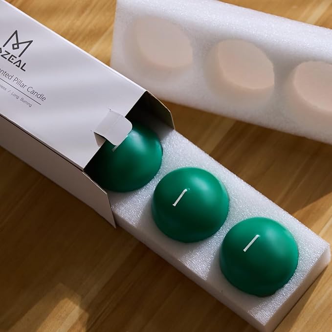 MOZEAL Hand-Poured, 3 Inch Mint Green Round Ball Candles - Elegant Mint Green Round Pillar Candles Set of 3, Dripless, Unscented, Smokeless, Ideal for Spring Celebrations.