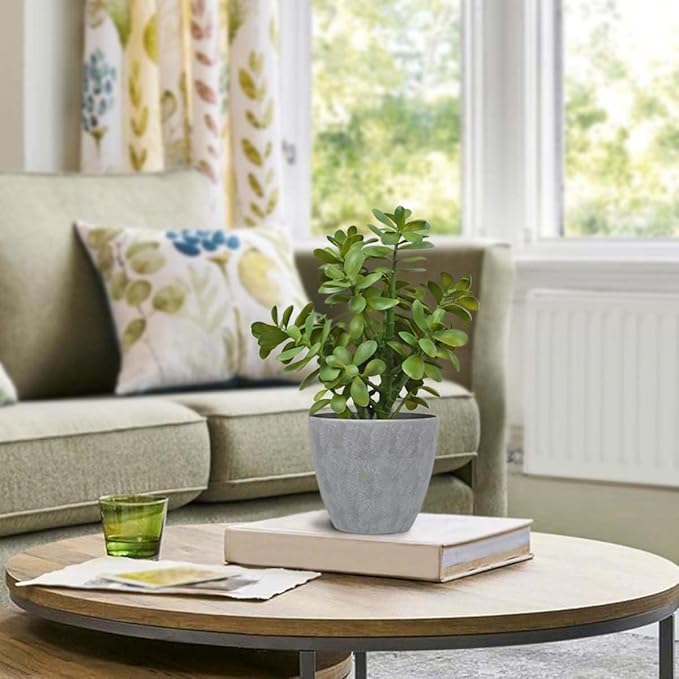 Westcharm 16 in. Potted Faux Jade Plant Home Décor | Artificial Crassula Ovata Succulent Money Tree in Melamine Pot | Fake Greenery for Office, Home, Kitchen, Bathroom, Bookshelf