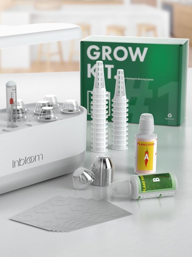 inbloom Grow Anything Seed Pod Kit for AeroGarden, Ahopegarden, GARDENCUBE, iDoo, MUFGA Hydroponic Growing System, 200 Pcs Indoor Garden Supply with 50 Grow Sponges, 50 Baskets, 50 Domes and 50 Labels