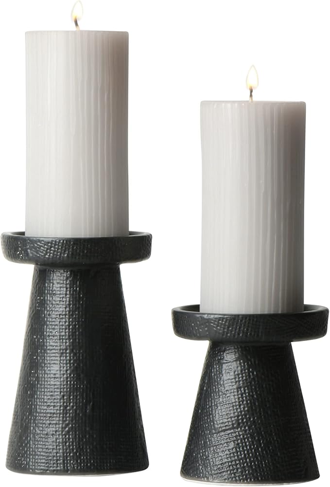 Main + Mesa Stoneware Pillar & Taper Candle Holders,(Pack of 8)