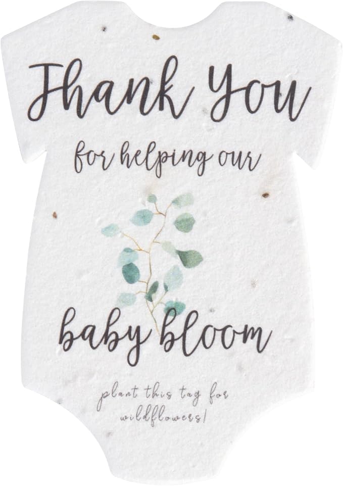Plantable Onesie Seed Paper – 15 Green Baby Shower Favors for Guests with Wildflower Seeds, Baby Shower Gifts for Guest