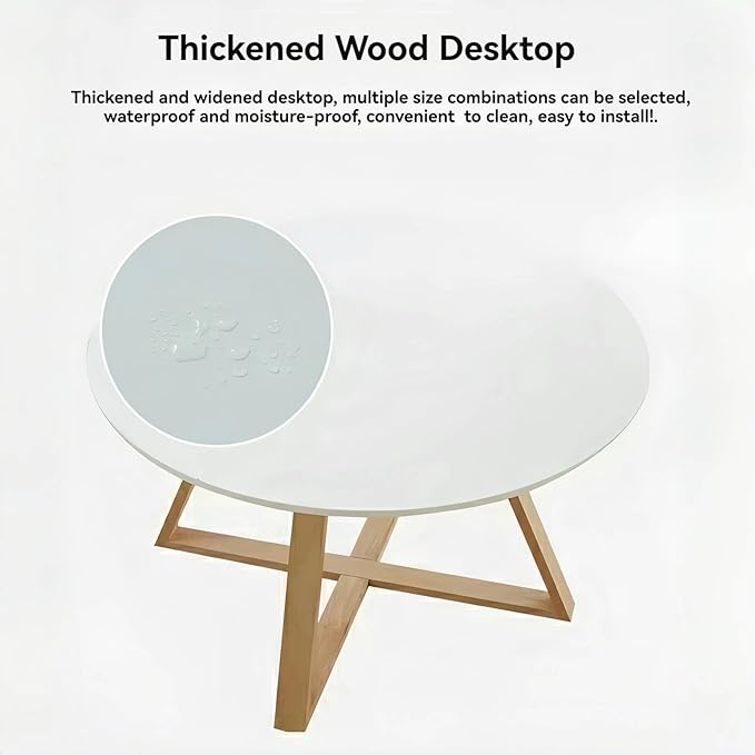 2Pcs Mid-Century Coffee Table Round, Easy Assembly Minimalist Nesting Table Set of2, Natural Wood Tea Table for Livingroom, Office,Balcony,Yard.Separately Use as Side Table Center Table