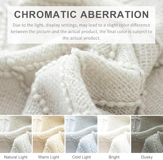 BOURINA Beige Throw Blanket 60x80 Inches Throw Textured Solid Soft Sofa Throw Couch Knitted Decorative Blanket