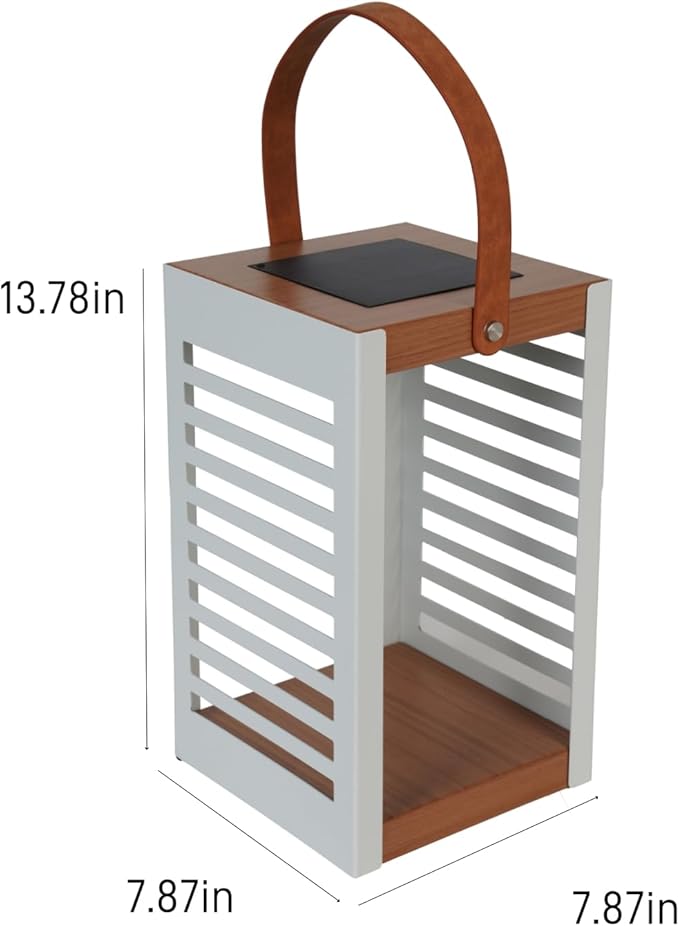 Solar Lantern with Handle - Outdoor Metal Solar Light (7.87×13.78"), Waterproof & Rustproof, 8H Auto-On Warm White Light, Portable for Patio, Porch, Balcony & Garden Decor (Single Pack, White)