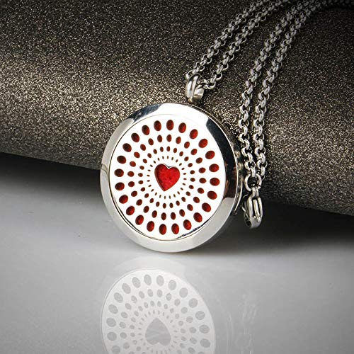 Aromatherapy Essential Oil Diffuser Necklace Stainless Steel lnspirational Locket Pendant(Heart)