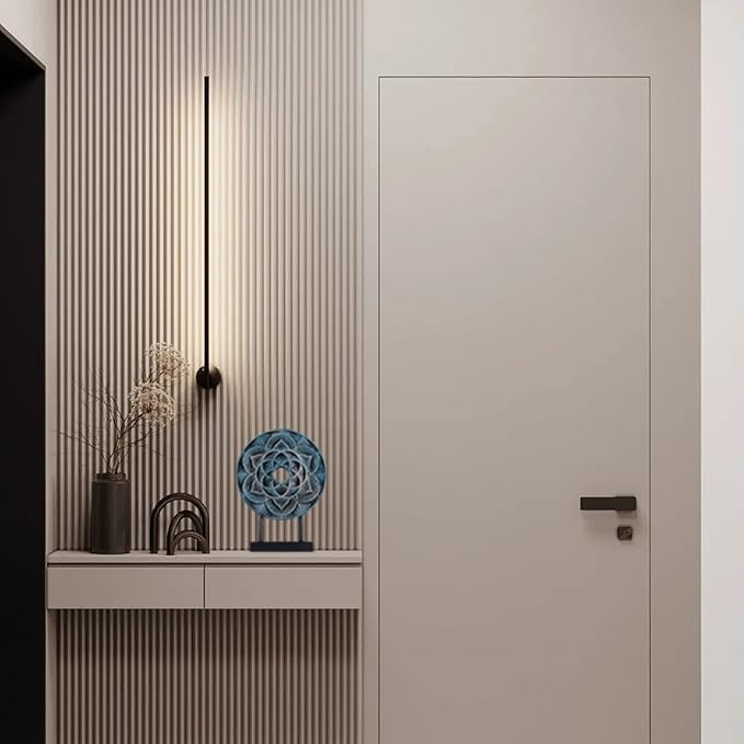 WUBIANJIE Disc Geometric Pattern Statue Sculpture Home Decor Modern Unique Blue Gold Decoration Living Room Bedroom Console Table Statue Accessories (Blue)